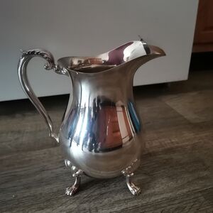 Vintage CRESCENT Silver Plated Pitcher Carafe Jug with Ice Lip